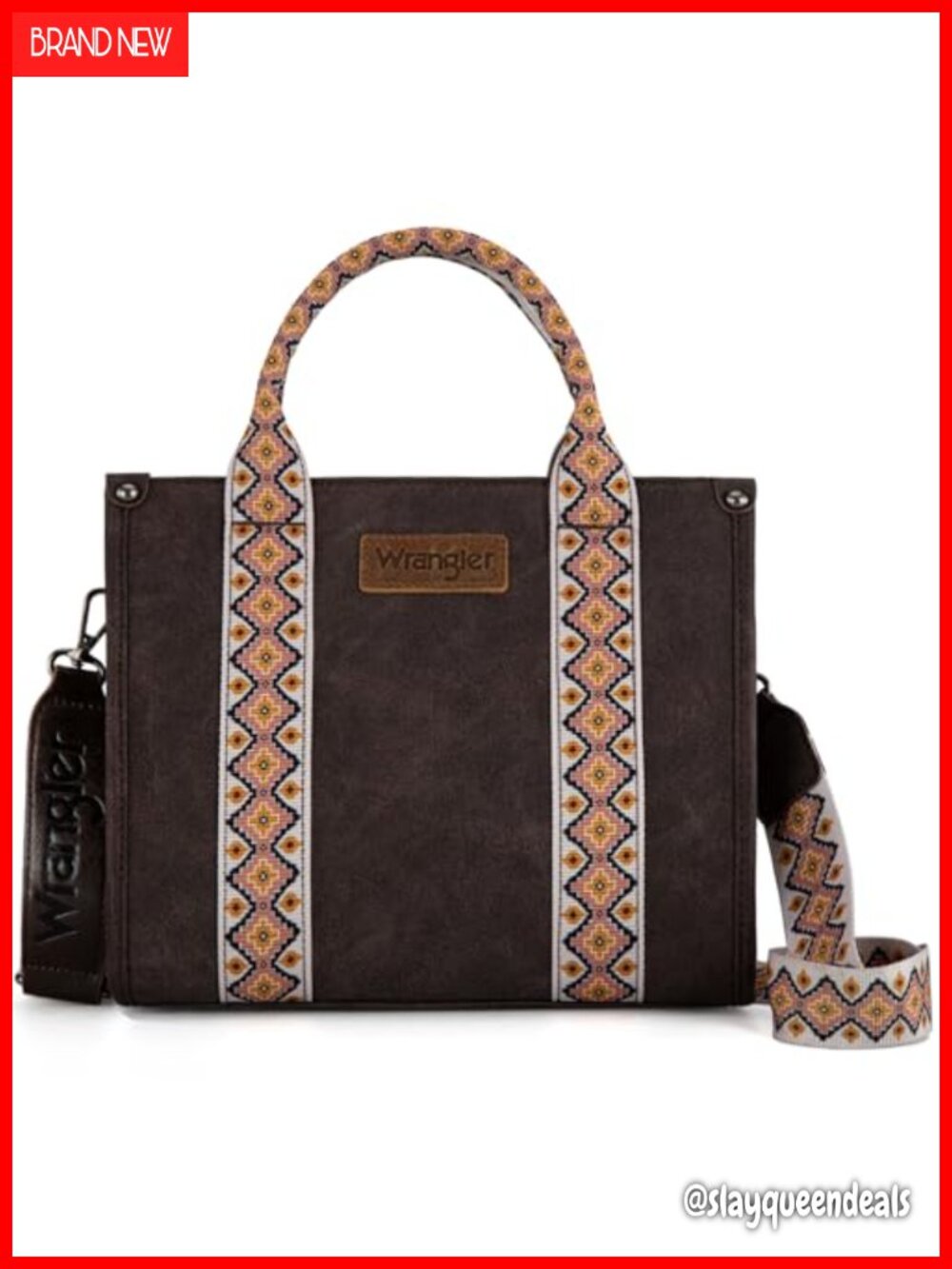 Wrangler Western Aztec Tote Satchel Crossbody Bag Faux Leather